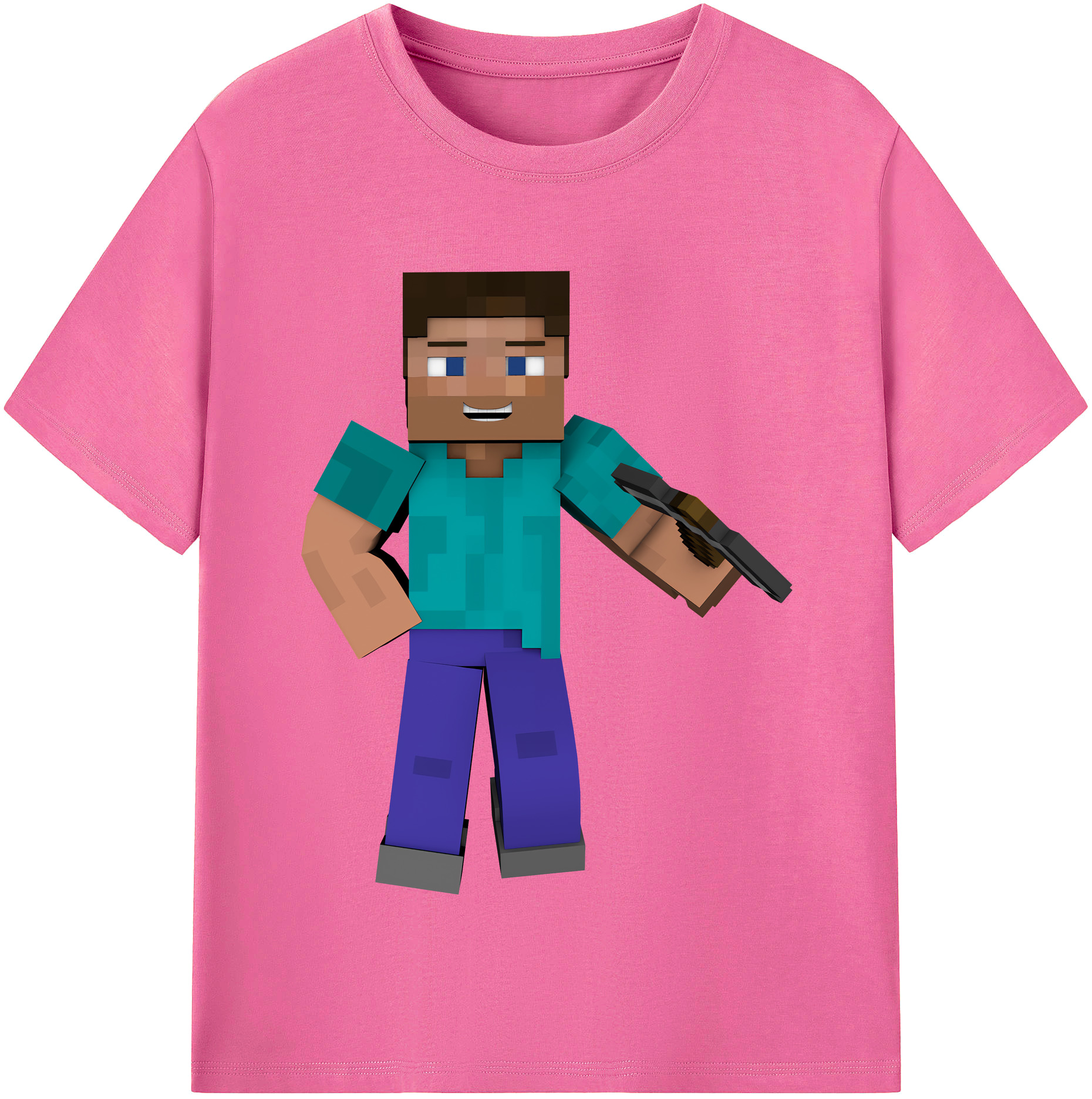 （画像用） マインクラフト ブロックの世界 Minecraft MC Block world レディースカジュアルプリントTシャツ（綿100％）